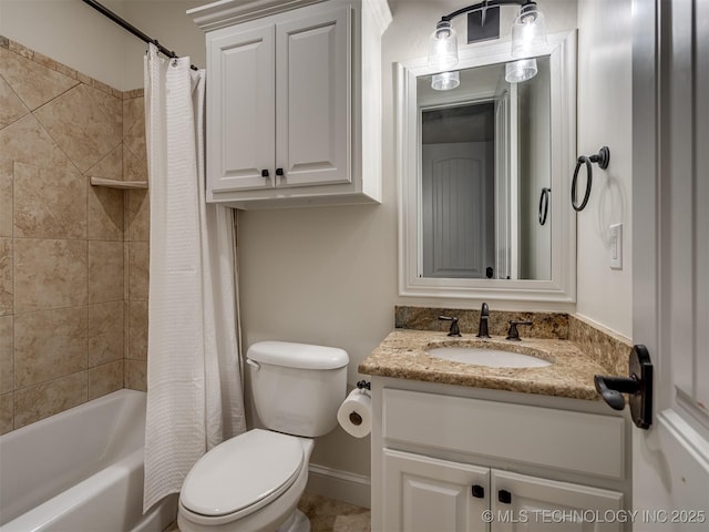 full bathroom featuring vanity, toilet, and shower / bath combo