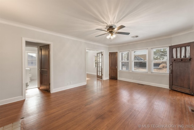 1531 S Florence Ave, Tulsa, OK 74104 - interior space featuring hardwood / wood-style flooring, ceiling fan, and ornamental molding