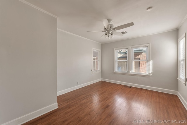 1531 S Florence Ave, Tulsa, OK 74104 - spare room featuring ceiling fan, hardwood / wood-style floors, and ornamental molding