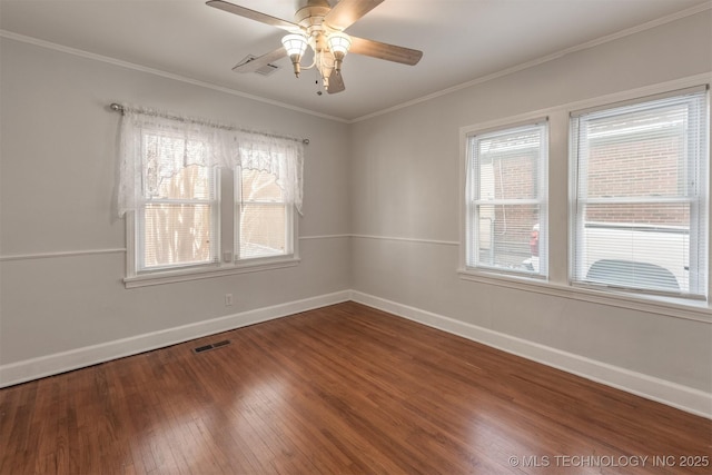 1531 S Florence Ave, Tulsa, OK 74104 - spare room featuring ornamental molding, ceiling fan, and hardwood / wood-style floors