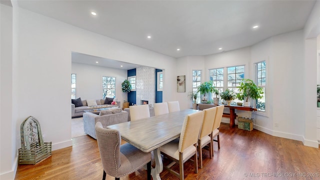 dining room with hardwood / wood-style floors