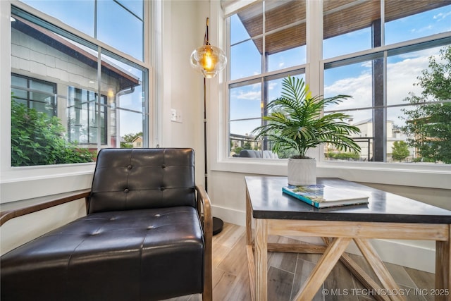 living area featuring hardwood / wood-style floors