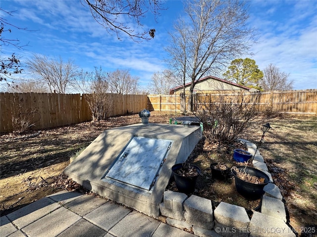 view of storm shelter