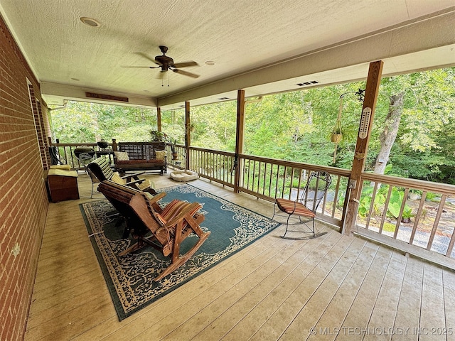 deck featuring ceiling fan