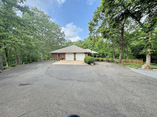 exterior space with a garage