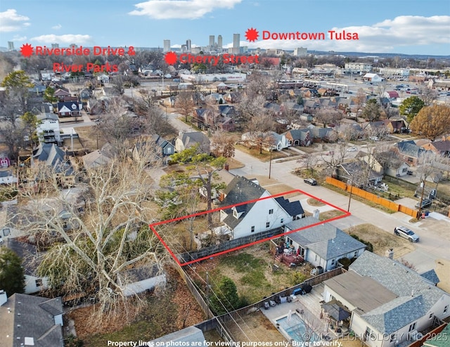 2508 E 16th St, Tulsa, OK 74104 - aerial view of residential area featuring property parcel outlined