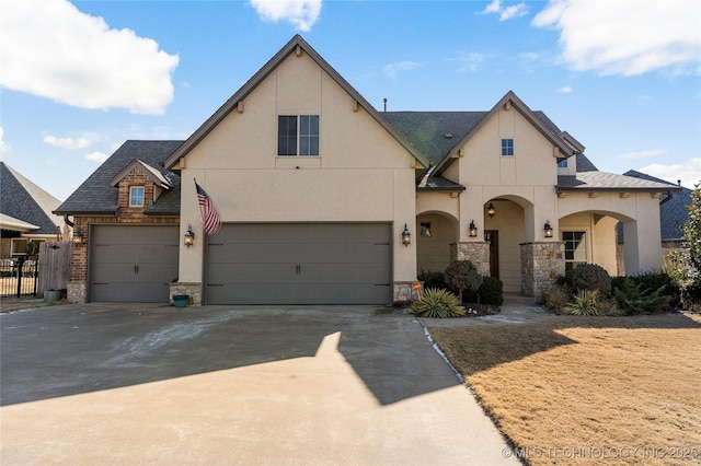 view of front of home with a garage