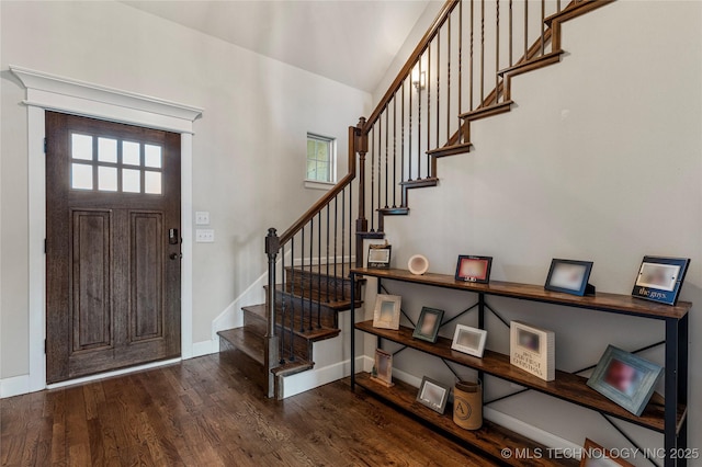 entryway featuring dark wood-type flooring