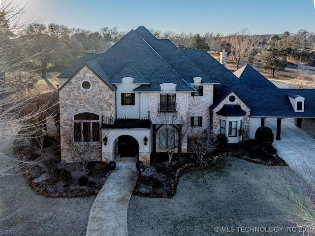 view of french country home