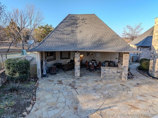 view of patio with a bar