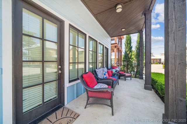 view of patio featuring covered porch