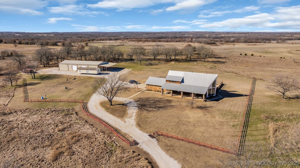 aerial view with a rural view