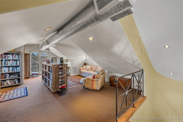 bonus room featuring carpet flooring and vaulted ceiling