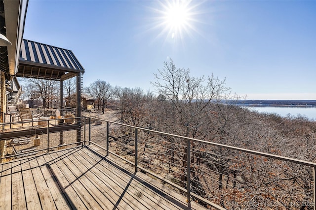 deck with a water view