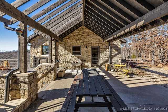 view of patio / terrace featuring a pergola