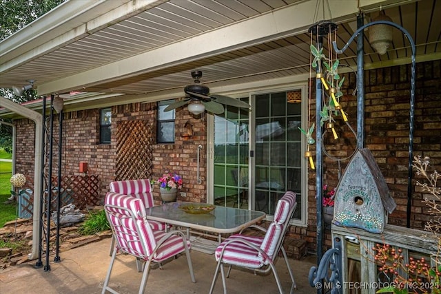 view of patio with ceiling fan