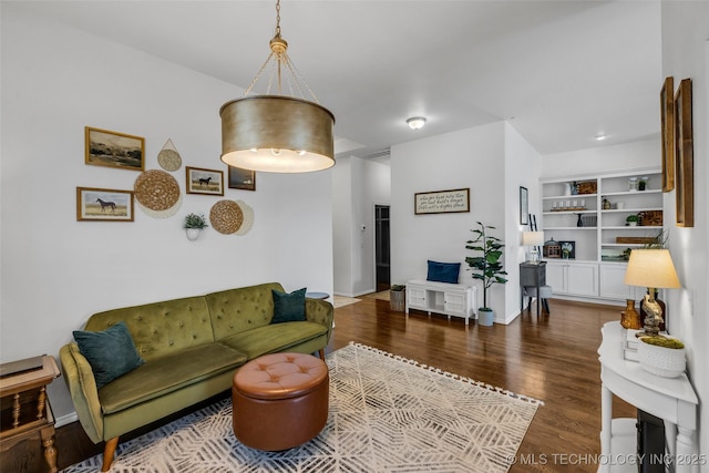 living room featuring dark hardwood / wood-style floors