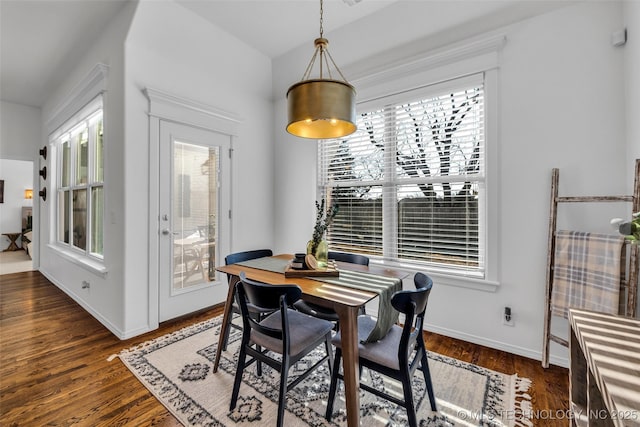 dining space featuring dark hardwood / wood-style flooring