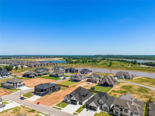 bird's eye view featuring a water view