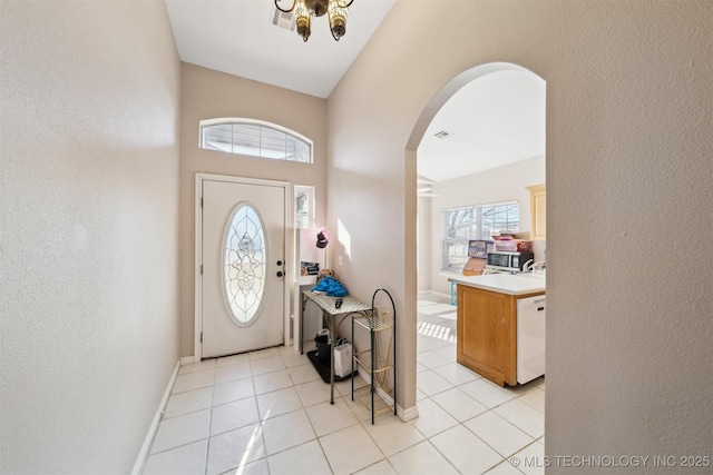 view of tiled foyer entrance