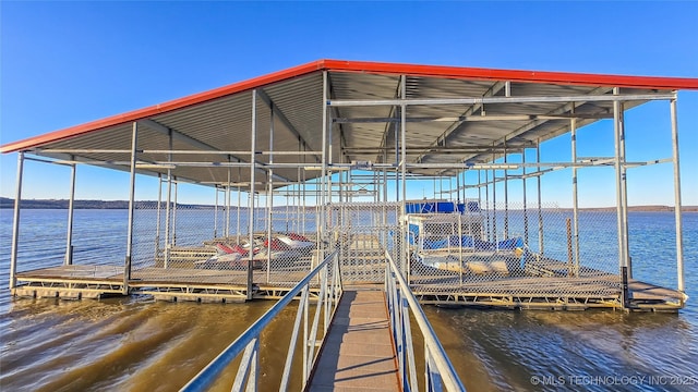 view of dock featuring a water view