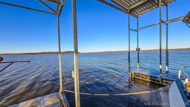 view of dock featuring a water view