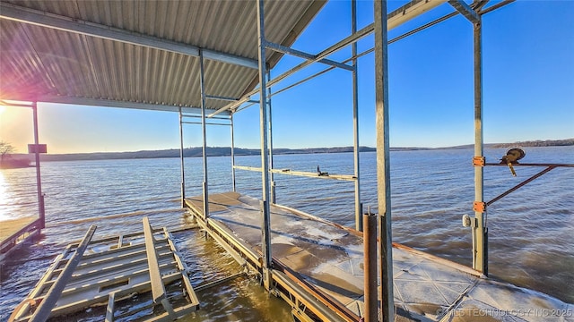 dock area with a water view