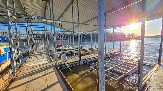 dock area featuring a water view