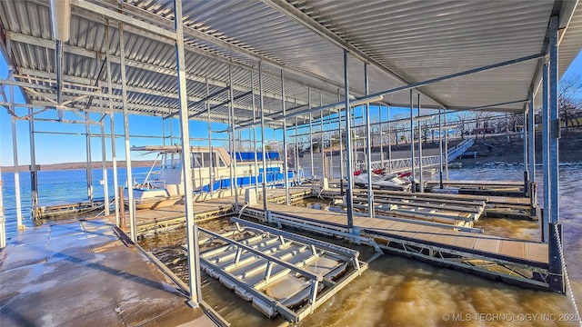 view of dock featuring a water view