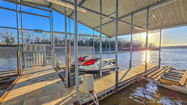 dock area with a water view