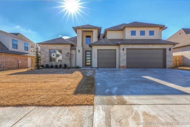 view of front of home with a garage