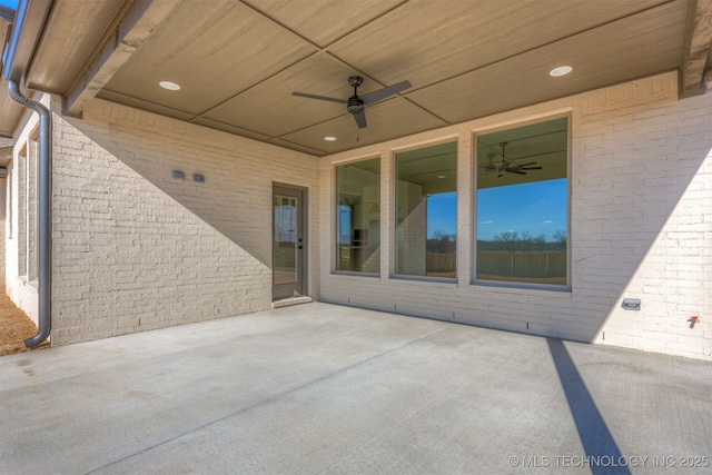 view of patio / terrace with ceiling fan