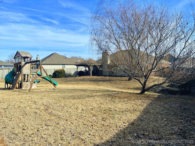 view of yard featuring a playground