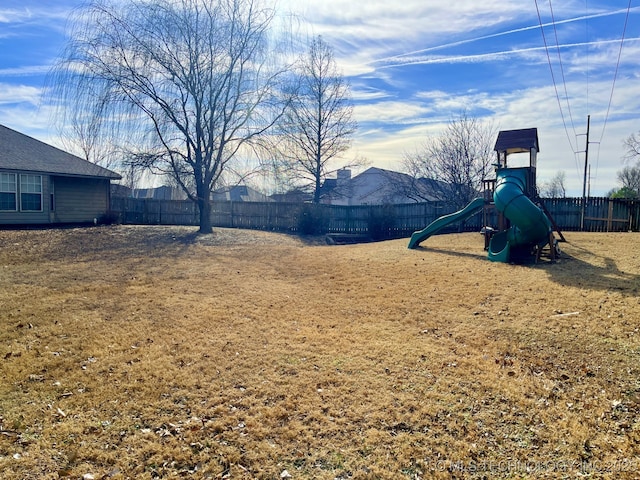 view of yard featuring a playground