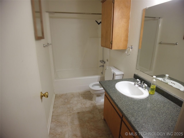 full bathroom with vanity, toilet, and shower / bath combination