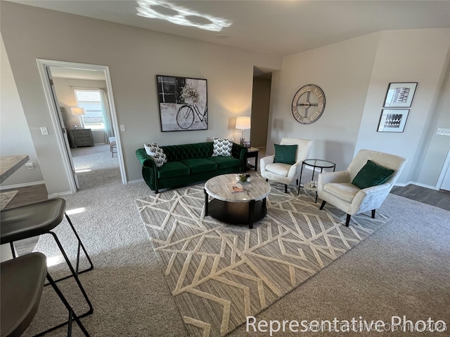 living room featuring carpet flooring