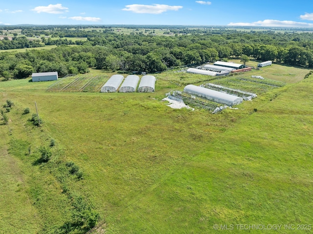 aerial view featuring a rural view