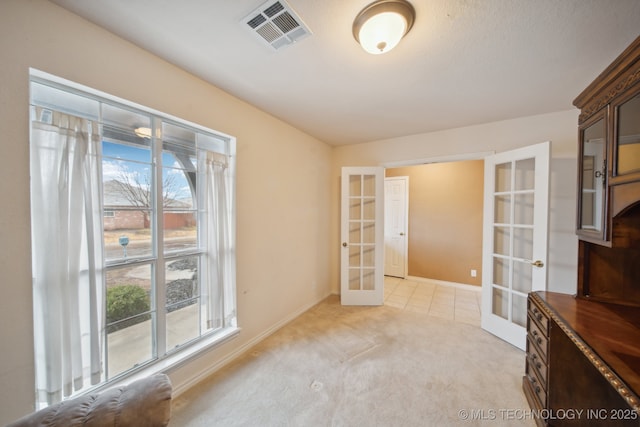 interior space with french doors