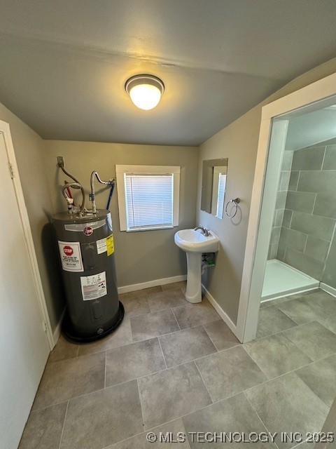 utility room with sink and water heater