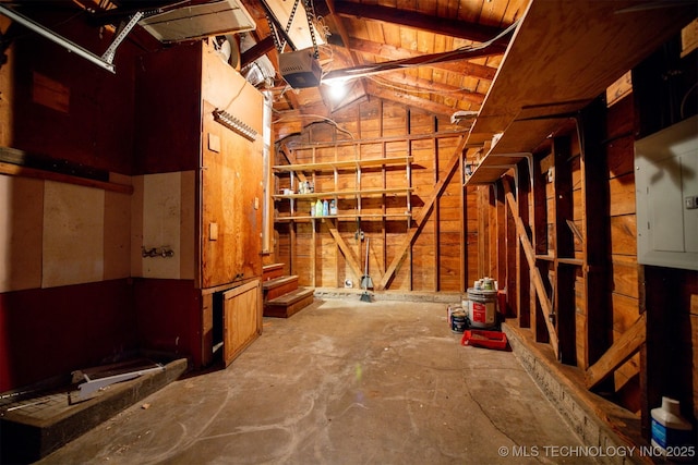 basement with electric panel