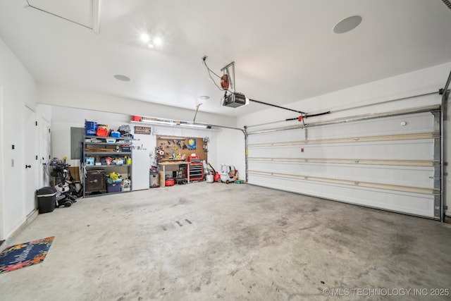 garage with a garage door opener