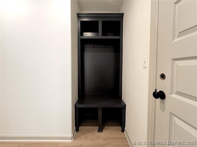 mudroom featuring light hardwood / wood-style flooring