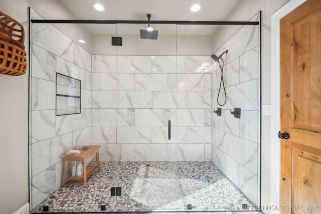 bathroom featuring walk in shower