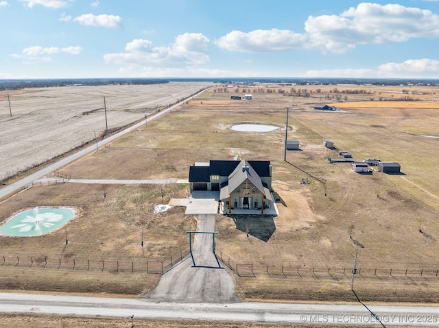 aerial view featuring a rural view