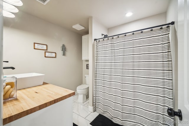 bathroom featuring sink, curtained shower, and toilet