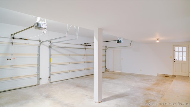 garage with a garage door opener