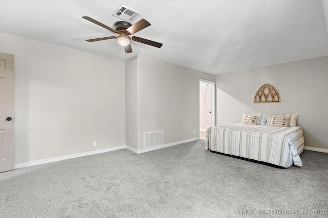 unfurnished bedroom with carpet, visible vents, and baseboards