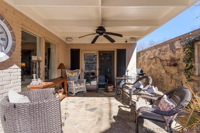 view of patio / terrace with ceiling fan