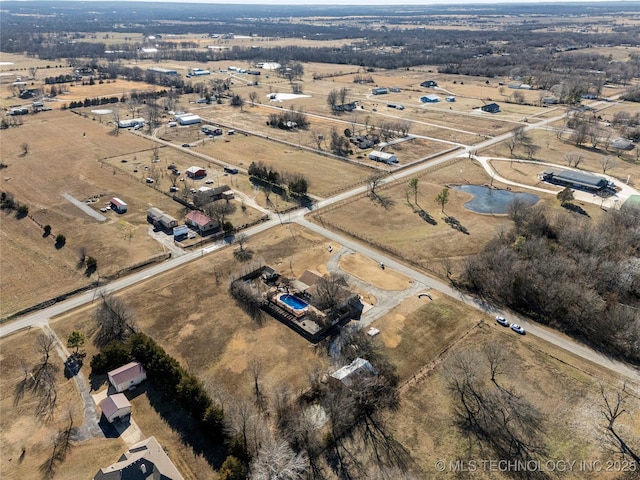 bird's eye view with a rural view