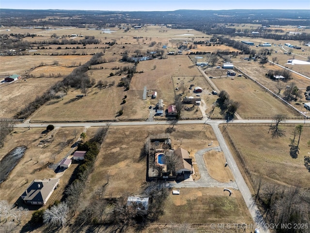 aerial view with a rural view